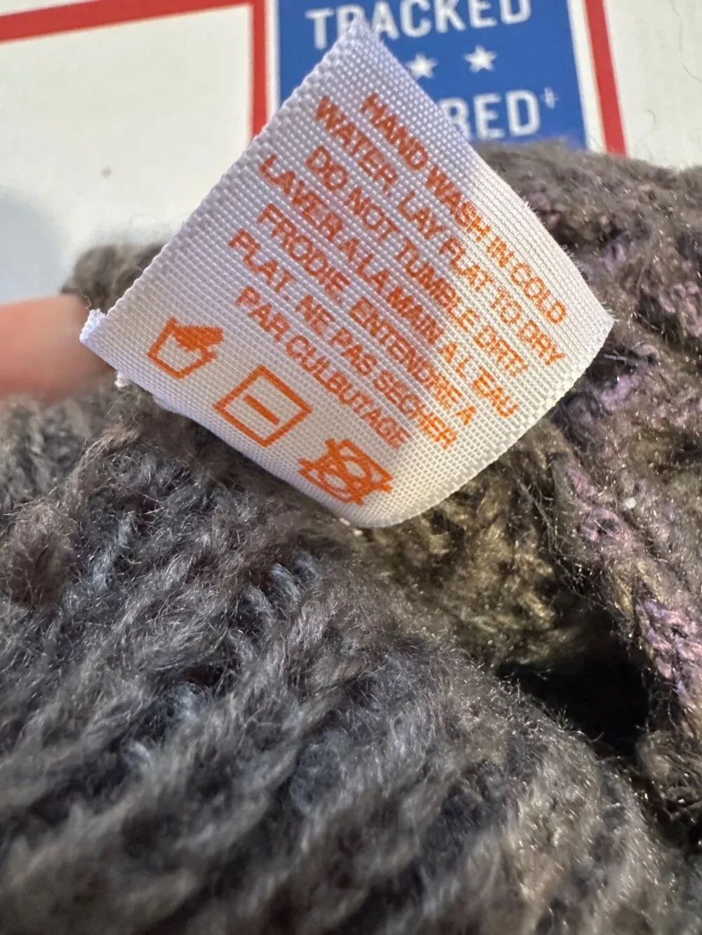 Pistil Womens Purple & Grey Cable Knit Slouch Hat With Button Detail - Picture 8 of 8
